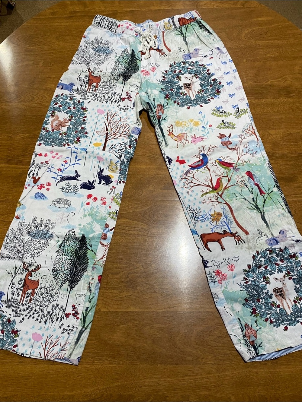 Anthropologie E By Eloise Woodland Creatures Pajama Pants Deer Flora Fauna XS